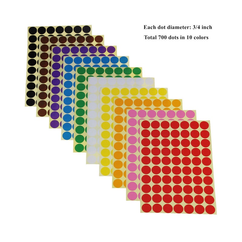 Goodma Sticky Color Coding Labels Removable Small Circle Dot Stickers for Classroom Organization Decorations Yard Sale Calendar Planner, Assorted Sizes, 10 Colors, Total 50 Sheets - Image 5